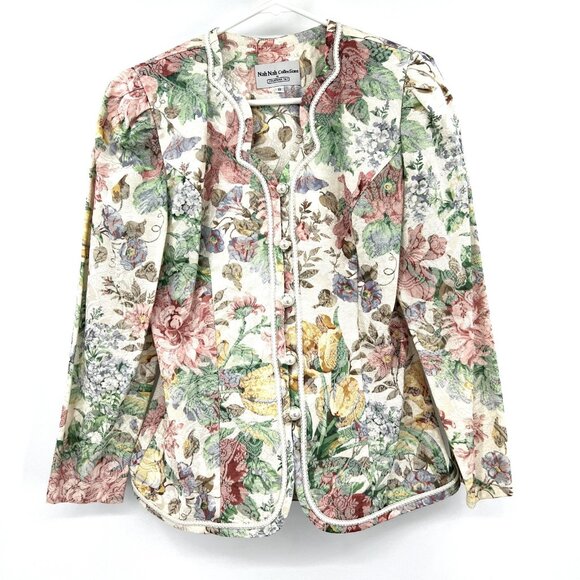 Vintage 80's Nah Nah Collections by Jonathan Tait Pastel Floral Blazer Womens 8 - Picture 1 of 3